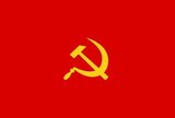 Flag of the Communist Party of Kampuchea (CPK), the political arm of the Khmer Rouge. Yellow Hammer and Sickle symbol on red field.