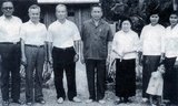 Khmer Rouge leadership at Anlong Veng c1996 (in opposition). Left to Right: Son Sen, Khieu Samphan, Nuon Chea, Pol Pot, Yun Yat (wife of Son Sen). Khmer Rouge photograph.