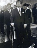 Lon Nol ( ​November 13, 1913 – November 17, 1985) was a Cambodian politician and soldier  who served as Prime Minister of Cambodia twice, as well as serving repeatedly as Defense Minister. He led a military coup against Prince Norodom Sihanouk and became President of the Khmer Republic. Lon Nol fled Cambodiain April, 1975, first settling in Hawaii and then in Fullerton, California. He died on November 17, 1985.