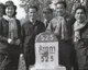 Cambodia: Princess Monique, Khieu Samphan, Norodom Sihanouk and Hu Nim pose by Km marker 525, Khmer Rouge 'liberated zone', 1973.