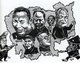 Cambodia: Cartoon drawing from 1994 of the Khmer Rouge leadership including Pol Pot, Ieng Sary, Khieu Samphan, Ta Mok and Son Sen.